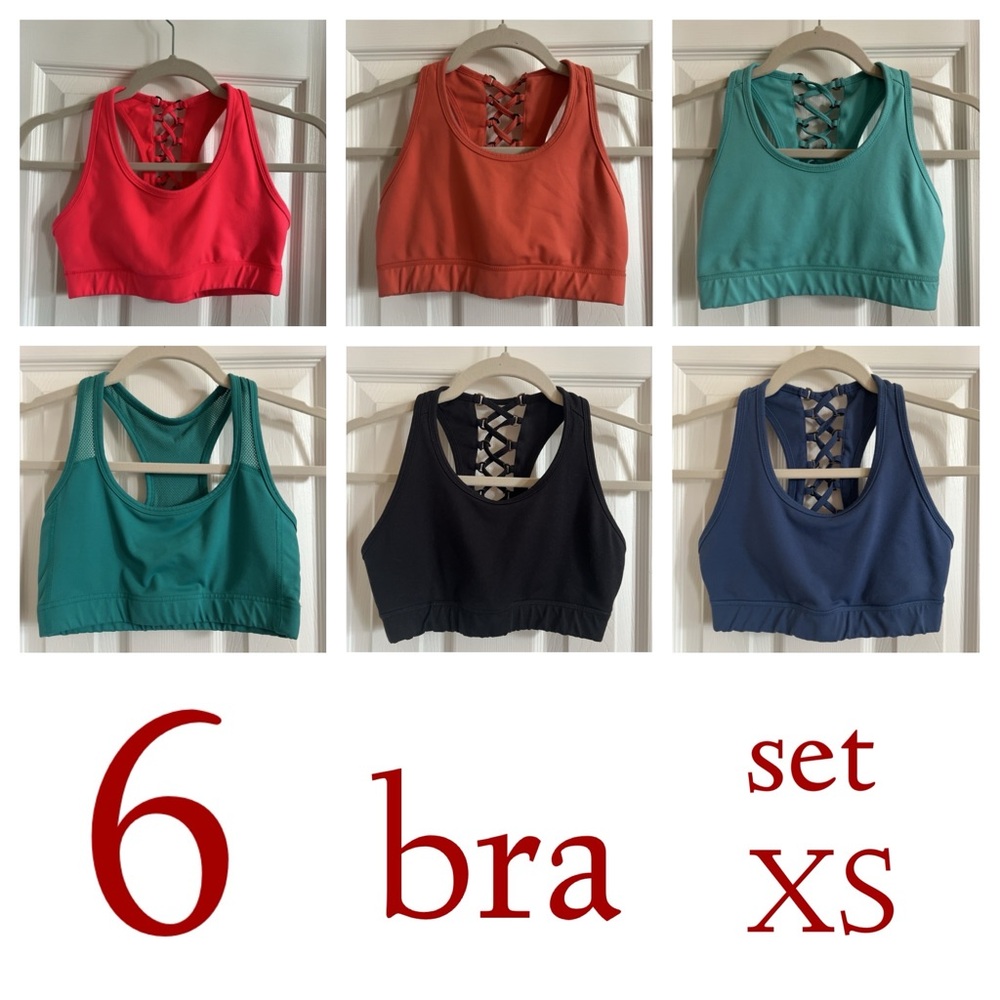 6 sports bra bundle XS Threads 4 Thought pink black blue teal green peach